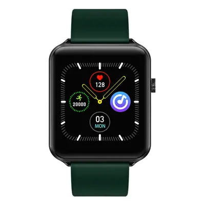 (Green-leather) 1.3' Full Touch Screen Blood Oxygen Heart Rate Monitor Dynamic UI Weather Foreca