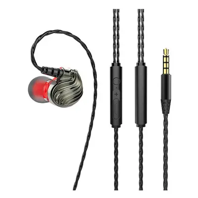 (Grey, with microphone) In-ear DD+BA Hybrid Hi-Fi 2Pin Earphone with Microphone Line Control