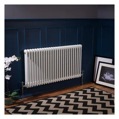 (600 x 1190mm Double, White) PlumbGalaxy Traditional-Style Cast Iron Radiator