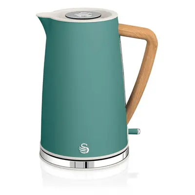 Swan Nordic Jug Kettle, 1.7 Litre, Pine Green, Rapid Boil, Wood Effect Handle, Scandi Design, So