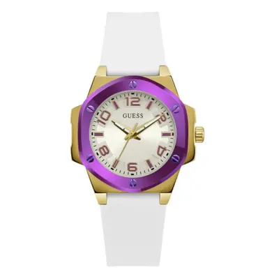 GUESS Ladies 38mm Watch - White Strap White Dial Two-Tone Case