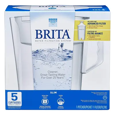 Brita Water Pitcher Slim Capacity Includes One Advanced Filter Whi