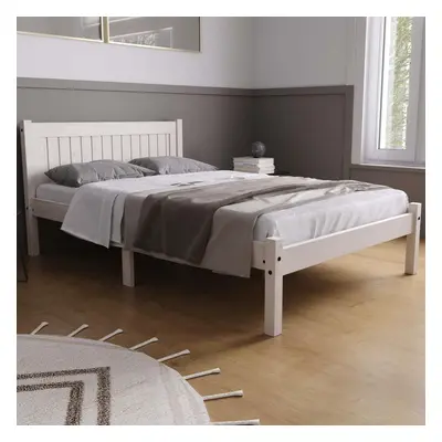 White Wood Small Double Bed and Mattress Bundle Rio Air Sleepsoul 120cm 4ft