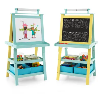 3 in Kids Art Easel 2-Sided Storage Easel w/ Whiteboard Chalkboard