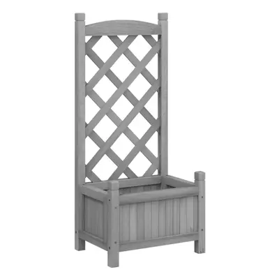 (grey, x x cm) vidaXL Planter with Trellis Raised Bed Garden Planter Brown Solid Wood Fir