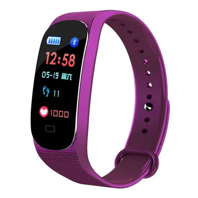 (Purple) Colorful Smart Bracelet HR Blood Pressure Monitor 0.96 TFT Color Display Watch for Andr