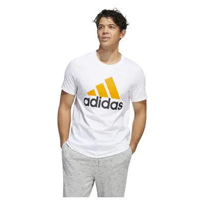 adidas Men's Badge of Sport Tee White/Bright Orange/Black X-Small