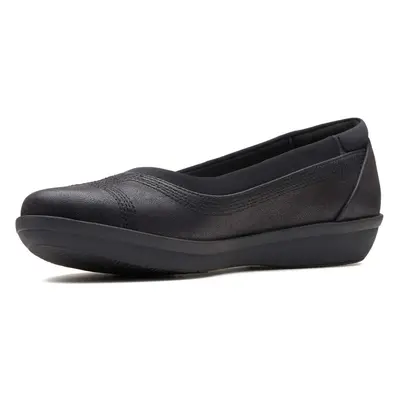 Clarks Womens Ayla Low Ballet Flat Black Synthetic Nubuck 8.5 US