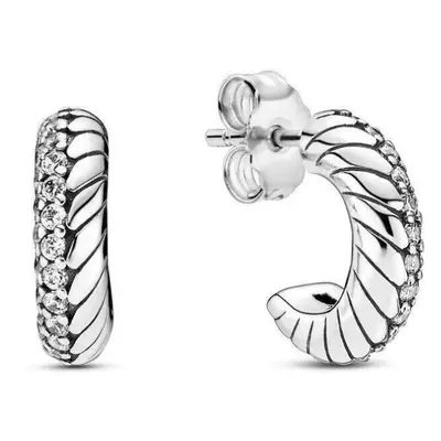 Pandora PavÃ© Snake Chain Pattern Hoop Earrings 299091C01