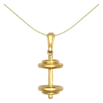 Jewelco London Unisex 9ct Yellow Gold Fitness Gym Dumbbell Novelty Pendant - JPD590