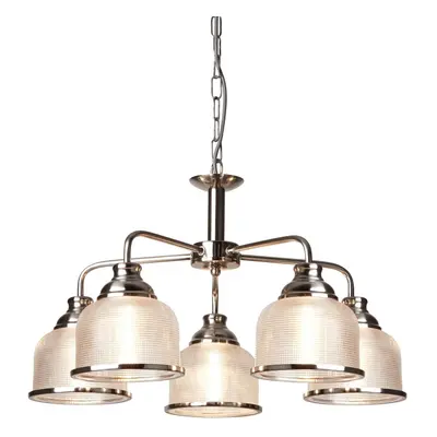 5 Light Ceiling Satin Silver Halophane Glass