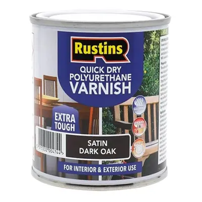 Rustins Quick Dry Polyurethane Varnish Extra Tough Satin Dark Oak 2.5L