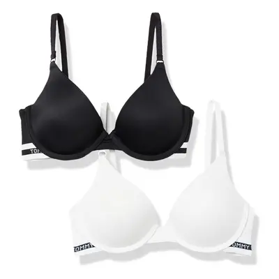 Tommy Hilfiger Womens Microfiber Push Up Bra 2Pack Bright White Black 36C