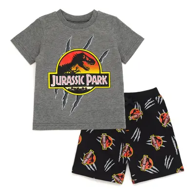 Jurassic World Jurassic Park TRex Toddler Boys TShirt and French TerryShorts Outfit Set Logo Gra