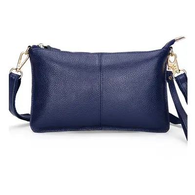 (Dark Blue) Women Genuine Leather Day Clutches Candy Color Bags Women's Fashion Crossbody Bags S