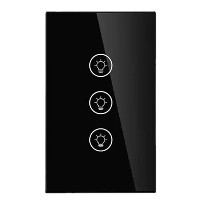 (3 Gang Black) Dimming Switch Thyristor Stepless Dimming US Smart Switch Works with Alexa Google