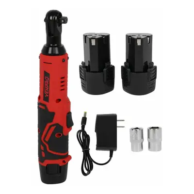 (Two Batteries) 18V 45NM Cordless Eletctric Ratchet Wrench 3/8 Inch Li-ion Battery Powered Right