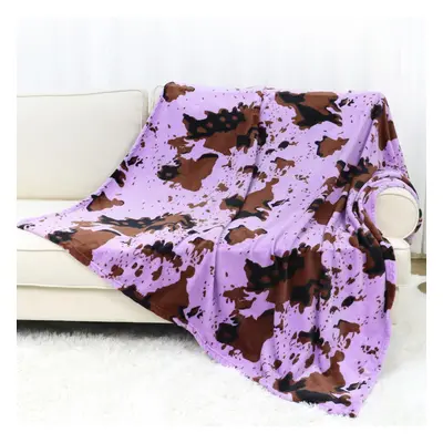 cow print Dark Purple Fleece Blanket Twin Size Cute Lavender Lilac Violet Bed Blanket 60""x80"" 