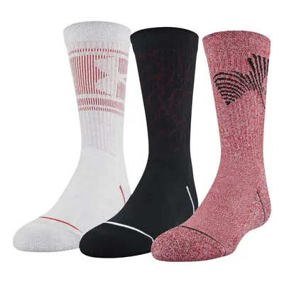 Under Armour Youth Phenom Crew Socks 3-Pairs Red Assorted Small