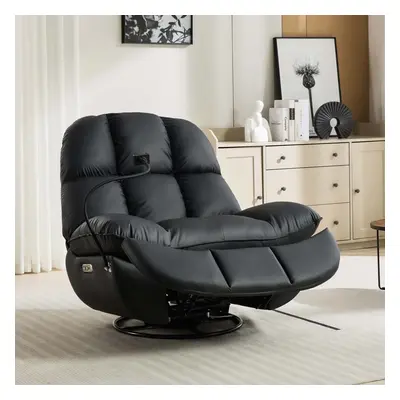 CHICAGO SWIVEL & ROCKER AUTO RECLINER CHAIR BLACK