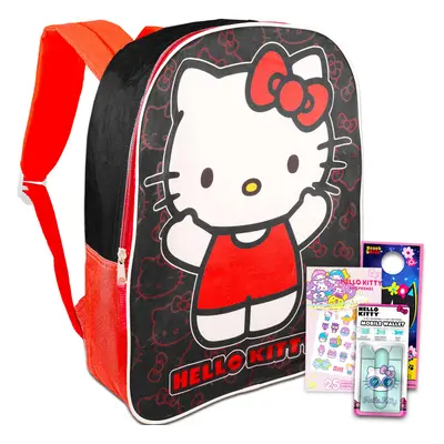 Hello Kitty Backpack Set for Girls - Bundle with Hello Kitty Backpack Temporary Tattoos Water Bo