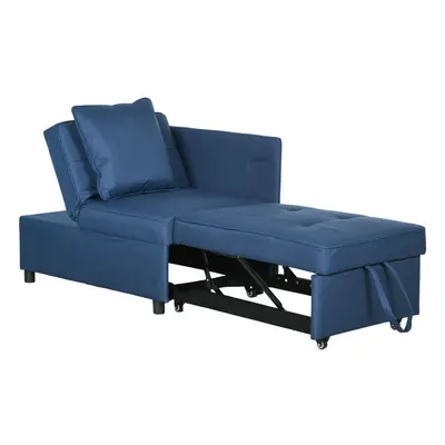 HOMCOM Folding Sleeper Sofa Bed Chair with Pillows, Pocket, Blue