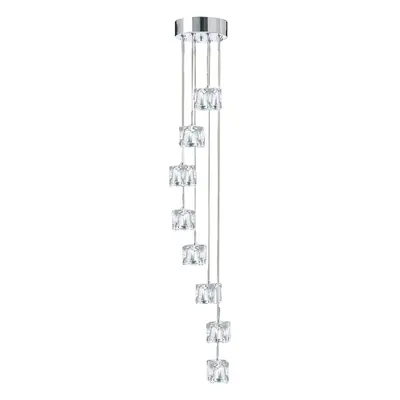 LED Light Multi-Drop Clear Glass Shades Chrome