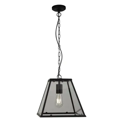 Searchlight Lantern Light Pendant With Matt Black Frame