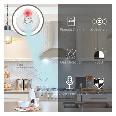 (EU Plug) Gas Leakage Detector Sensor Tuya Smart Home Security for Alarm System Tuya App Remote