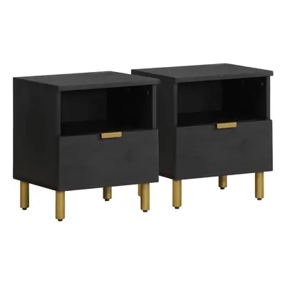 (2 pcs) vidaXL Bedside Cabinet Nightstand Bed Table Bed Cabinet Black Engineered Wood