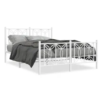 (white, x cm/ with headboard & footboard) vidaXL Metal Bed Frame with Headboard Home Bed Base Be