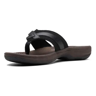 Clarks Women's Breeze Sea Flip-Flop Black Synethetic/Brown Sole