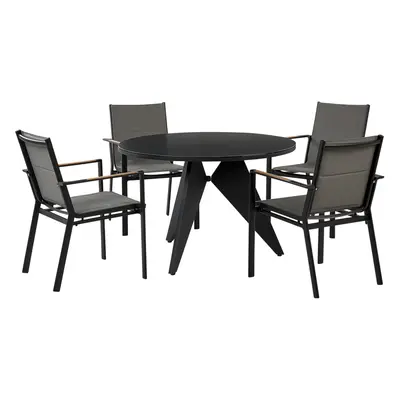 4 Seater Aluminium Garden Dining Set Black with Grey OLMETTO/BUSSETO