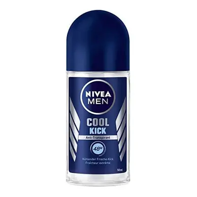 NIVEA MEN Cool Kick Roll-On Deodorant Pack of (6 x ml), Antiperspirant for a Refreshed Skin Feel