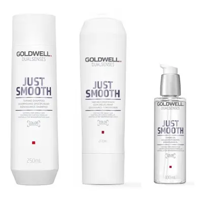 Goldwell Dualsenses Just Smooth Taming Shampoo 250ml, Conditioner 200ml and Oil 100ml