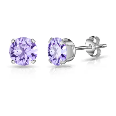 Sterling Silver Provence Lavender Earrings Created with Zircondia Crystals