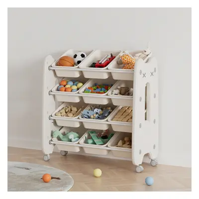 Rolling Tier Plastic Toy Storage Organizer with Removable Bins