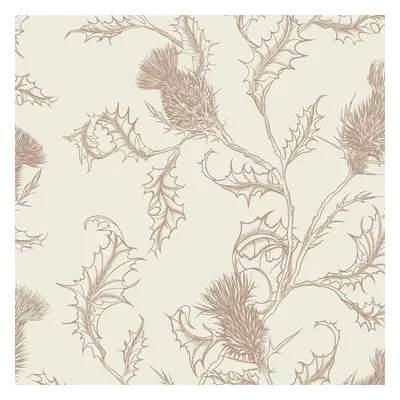 Holden DÃ©cor Thistle Wild Flower Leaf Motif Metallic Flat Surface Wallpaper