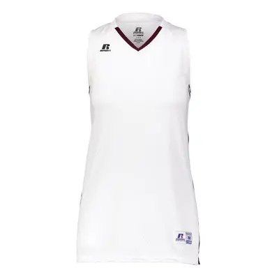 Russell 4B1VTX.WHM.XL Ladies Legacy Basketball Jersey, White & Maroon - Extra Large