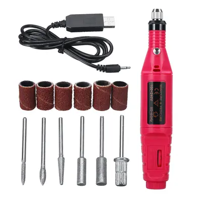 (Red) USB Mini Electric Grinder Engraving Pen Milling Rotary Drill Grinder Tool Milling Polishin