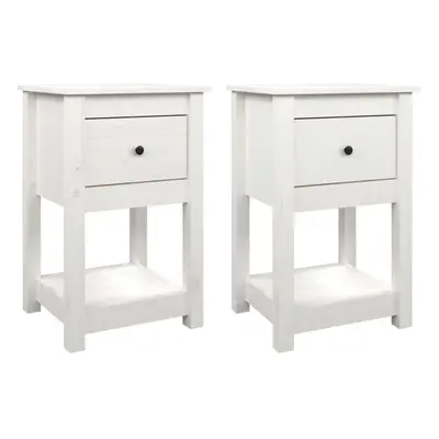 (White, x Bedside cabinet) vidaXL 1/2x Solid Wood Pine Bedside Cabinet Nightstand End Table Mult