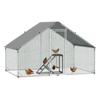 PawHut Walk In Chicken Run with Chicken Activity Shelf and Cover, x x 2m