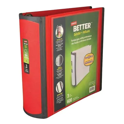 Staples Better 3-Inch D 3-Ring View Binder Red (18367)