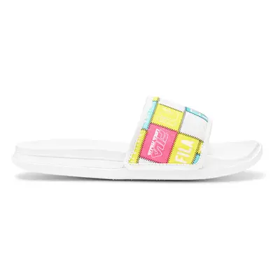 Fila Women's Drifter Lux Patchwork Slide Sandal White/Multi/Multi