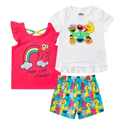 Sesame Street Elmo Girls T-Shirt Tank Top and Short Set for Infants a