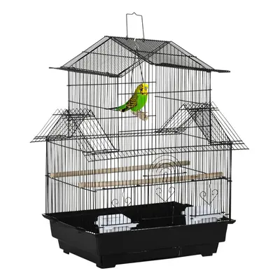 PawHut Metal Bird Cage Small w/ Perch Food Container Handle for Finch Canary