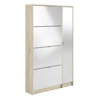 Shoe cabinet w. tilting doors and layers + mirror door