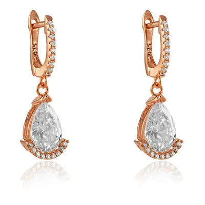 Jewelco London Rose Sterling Silver Pear Cubic Zirconia Tears of Joy Drop Earrings 28mm - JACOBJ