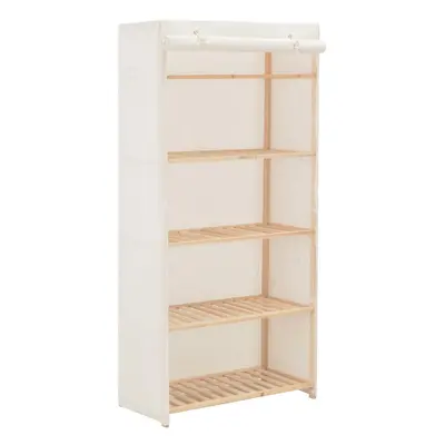 vidaXL Wardrobe White Fabric Clothes Storage Cabinet Organiser Shelves Rack