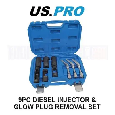 US PRO Tools 9pc Diesel Injector & Glow Plug Removal Socket Sockets Set